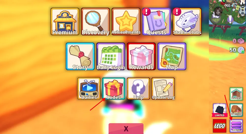 Horse Life Codes redeem option