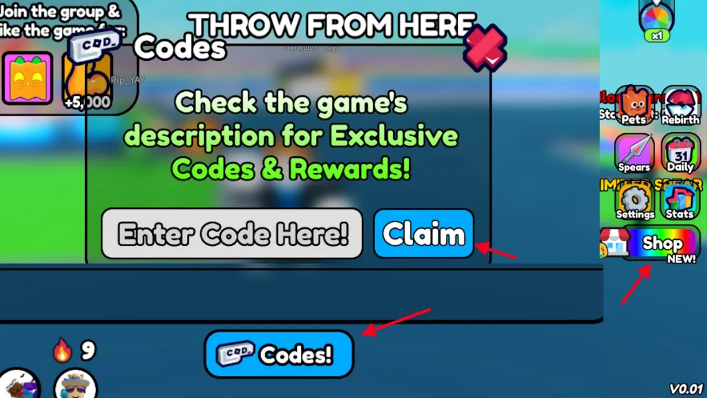 redeem Spear Training Codes